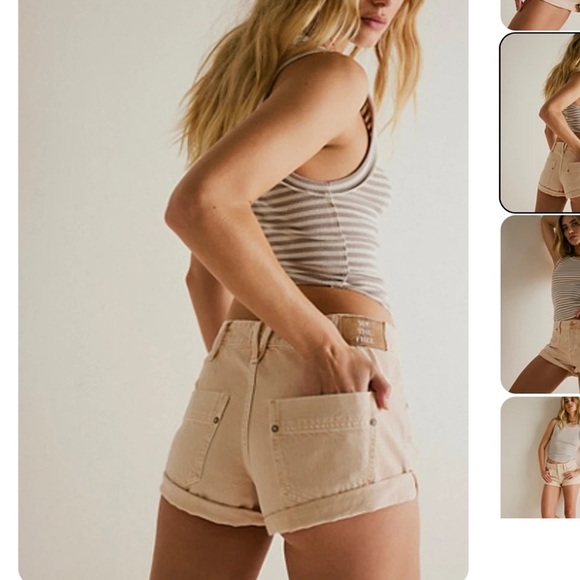 Free People We The Free Beginners Luck Low Rise Slouch Denim Shorts Pink 25 - Picture 2 of 13